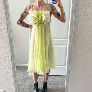 Vintage Key Lime Party Dress, Small